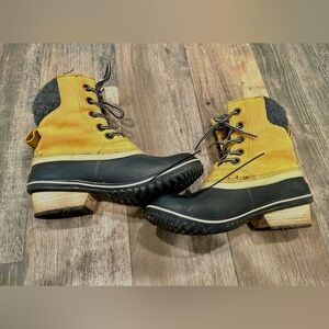 SOREL Women's Slimpack Lace II Elk Black Waterproof Duck Boots 1702251 Size 7